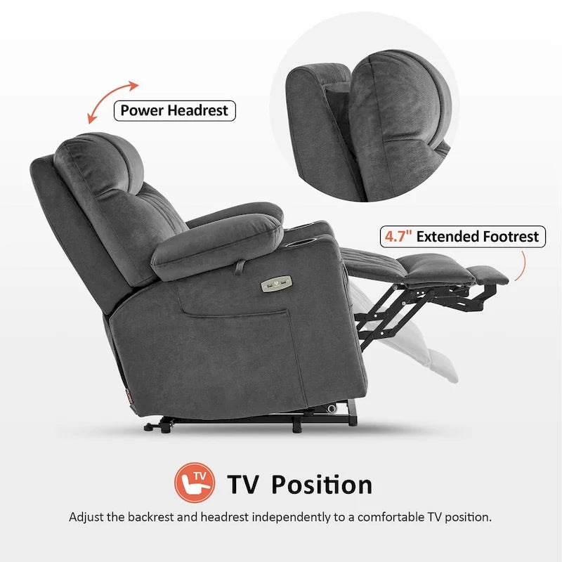 MCombo Small Dual Motor Power Lift Recliner Chair with Massage,Dual Heating, Adjustable Headrest, Fabric 7222