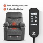 MCombo Small Dual Motor Power Lift Recliner Chair with Massage,Dual Heating, Adjustable Headrest, Fabric 7222
