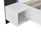 King Size Wooden Floating Platform Bed with Bedside Nightstand Modern LED King Size Bed Frame Wooden Slats Support