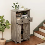 EROMMY Farmhouse Storage Cabinet with Doors and Adjustable Shelves, Small Freestanding Floor Cabinet , Narrow Organizer - N/A