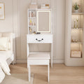 Modern Mini Dressing Table with LED-lit Mirror & Hidden Storage