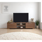 Aspen Modern TV Stand with 2 Doors Storage Cabinets 2 Shelves, Wood Finish, Living Room Entertainment Center