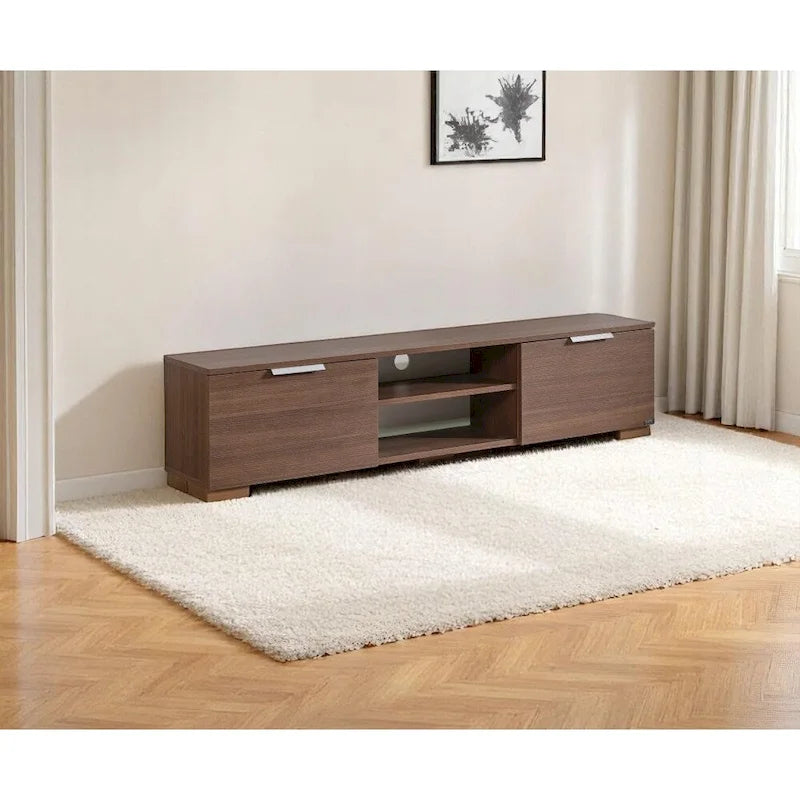 Aspen Modern TV Stand with 2 Doors Storage Cabinets 2 Shelves, Wood Finish, Living Room Entertainment Center