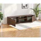 Aspen Modern TV Stand with 2 Doors Storage Cabinets 2 Shelves, Wood Finish, Living Room Entertainment Center