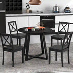 Gymax 36 Round Wooden Dining Table for 4 w/ Pedestal Base Solid