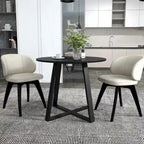 Gymax 36 Round Wooden Dining Table for 4 w/ Pedestal Base Solid