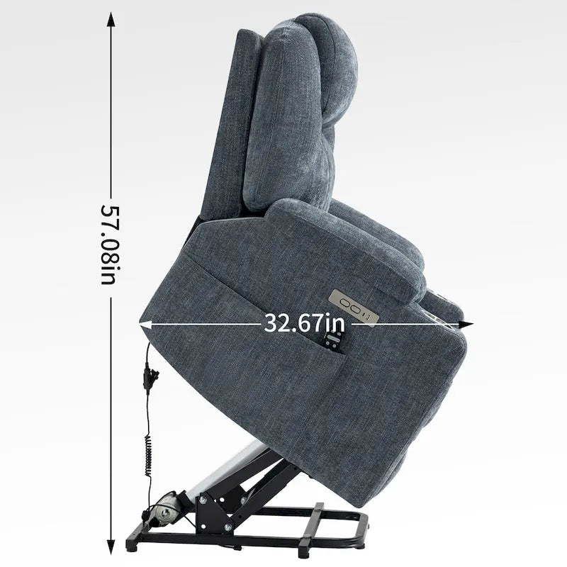 Lazy Boy Chenille Power Lift Recliner Chair, Modern Recliner Chair w/8-Point Vibration Massage, Lumbar Heating and Type-C Ports