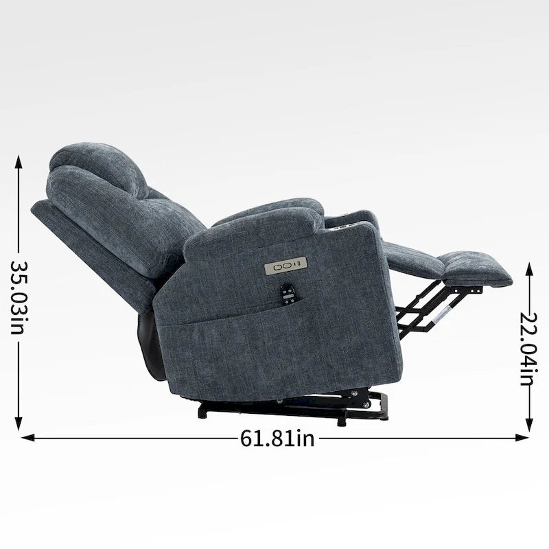 Lazy Boy Chenille Power Lift Recliner Chair, Modern Recliner Chair w/8-Point Vibration Massage, Lumbar Heating and Type-C Ports