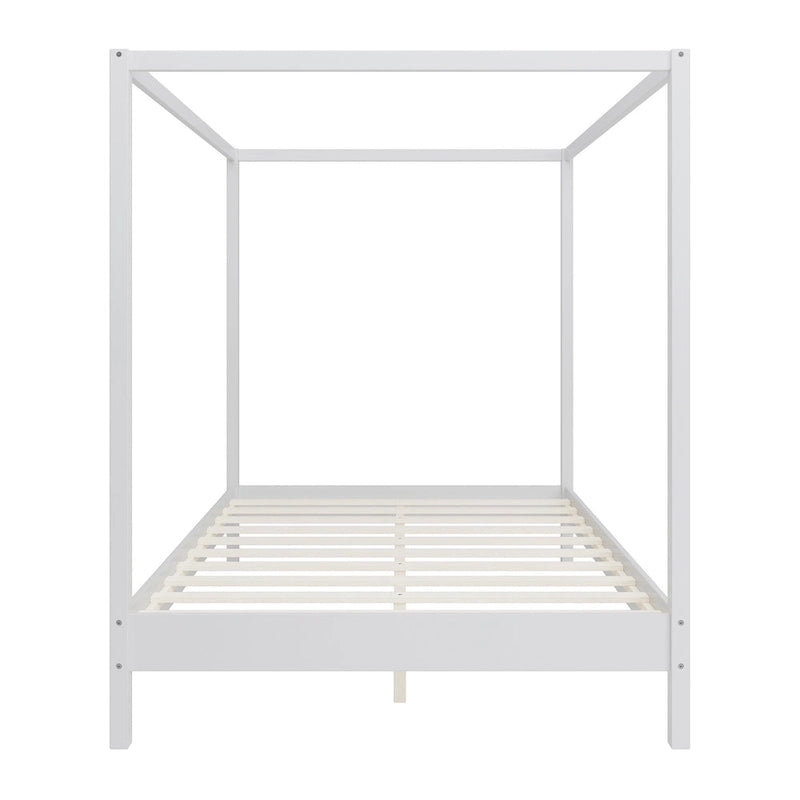 Canopy Bed Frame Wooden Four Poster Platform Bed with Wood Slats Support, No Box Spring Needed, No Headboard, Low Profile Bed