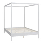 Canopy Bed Frame Wooden Four Poster Platform Bed with Wood Slats Support, No Box Spring Needed, No Headboard, Low Profile Bed