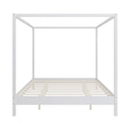 Canopy Bed Frame Wooden Four Poster Platform Bed with Wood Slats Support, No Box Spring Needed, No Headboard, Low Profile Bed