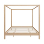 Canopy Bed Frame Wooden Four Poster Platform Bed with Wood Slats Support, No Box Spring Needed, No Headboard, Low Profile Bed
