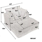 Oversized Corduroy Reclining Chair Deep Seat Armchair Single Thickened Upholstered Sofa with Pillow and Ottoman