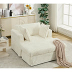 Oversized Corduroy Reclining Chair Deep Seat Armchair Single Thickened Upholstered Sofa with Pillow and Ottoman