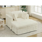 Oversized Corduroy Reclining Chair Deep Seat Armchair Single Thickened Upholstered Sofa with Pillow and Ottoman