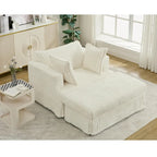 Oversized Corduroy Reclining Chair Deep Seat Armchair Single Thickened Upholstered Sofa with Pillow and Ottoman