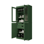 Palace Imports 100% Solid Wood Pantry Cabinet with Frosted Glass Doors, Solid Doors, 2-Drawers and Adjustable Shelves