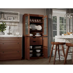 Palace Imports 100% Solid Wood Pantry Cabinet with Frosted Glass Doors, Solid Doors, 2-Drawers and Adjustable Shelves