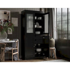 Palace Imports 100% Solid Wood Pantry Cabinet with Frosted Glass Doors, Solid Doors, 2-Drawers and Adjustable Shelves