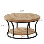 Round Coffee Table, 2-Tier Center Table with Storage Open Shelves