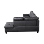 Sleek 3-Piece Black Faux Leather Couch Set, Modern Elegance for Your Living Room