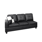 Sleek 3-Piece Black Faux Leather Couch Set, Modern Elegance for Your Living Room