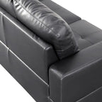 Sleek 3-Piece Black Faux Leather Couch Set, Modern Elegance for Your Living Room