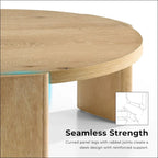 Furniture of America Minst Modern Oak Wood Round Coffee Table