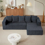 Blue 104.34 Modular L-Shaped 3 Seater Sectional Sofa Set in Luxurious Chenille Fabric Chaise - Minimalist Design