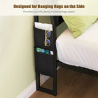 Queen Size Platform Bed with Tilted Upholstered Headboard, Charging Station, and LED Lights