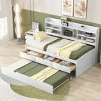 Twin Pine Captain Bed with Shelves, Drawers & Trundle