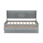 Twin Pine Captain Bed with Shelves, Drawers & Trundle