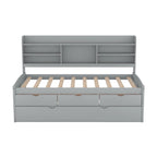 Twin Pine Captain Bed with Shelves, Drawers & Trundle