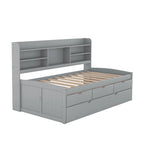 Twin Pine Captain Bed with Shelves, Drawers & Trundle