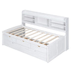 Twin Pine Captain Bed with Shelves, Drawers & Trundle