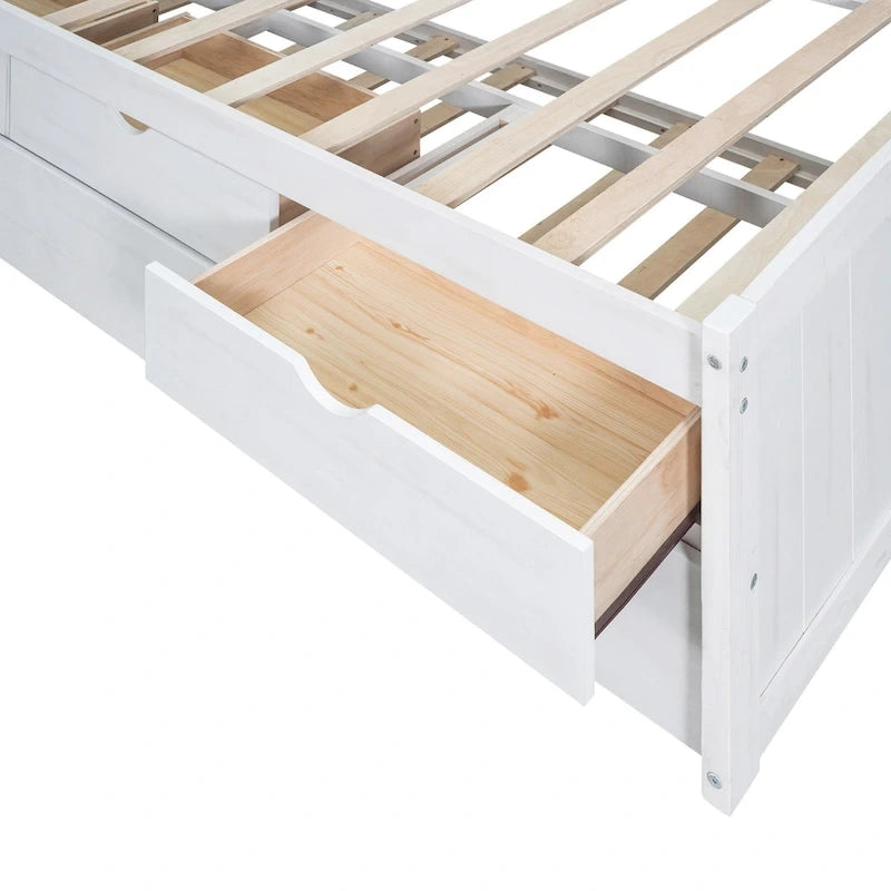 Twin Pine Captain Bed with Shelves, Drawers & Trundle