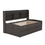 Twin Pine Captain Bed with Shelves, Drawers & Trundle