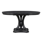 Black 5-Piece Wooden Dining Table Set with Extendable Round Table & 4 Armchairs