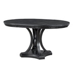 Black 5-Piece Wooden Dining Table Set with Extendable Round Table & 4 Armchairs