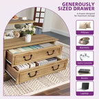 Moasis Farmhouse Lift Top Coffee Table Square Wood Center Table with Storage and 2 Drawers