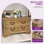Moasis Farmhouse Lift Top Coffee Table Square Wood Center Table with Storage and 2 Drawers