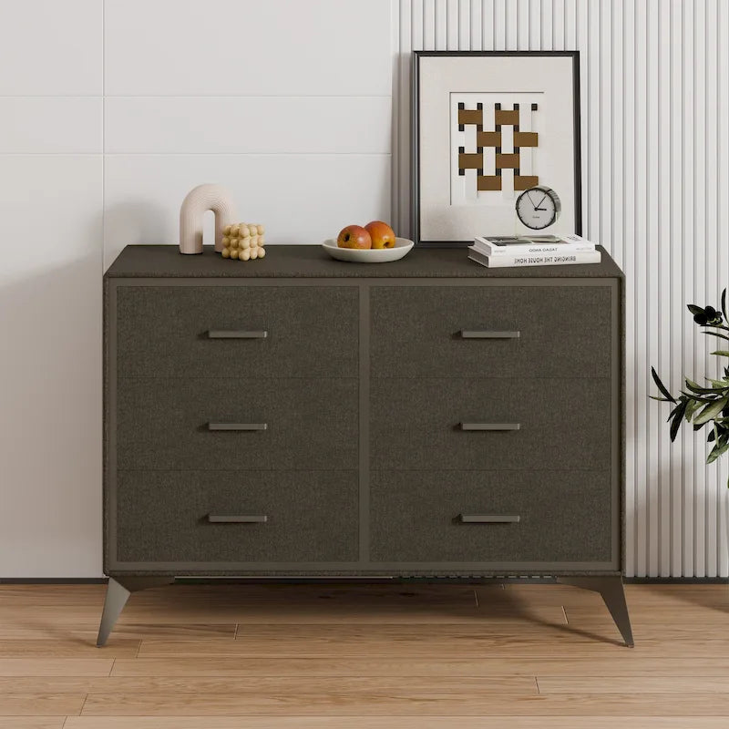 Metal-Framed Fabric Storage Dresser Cabinet with Drawer