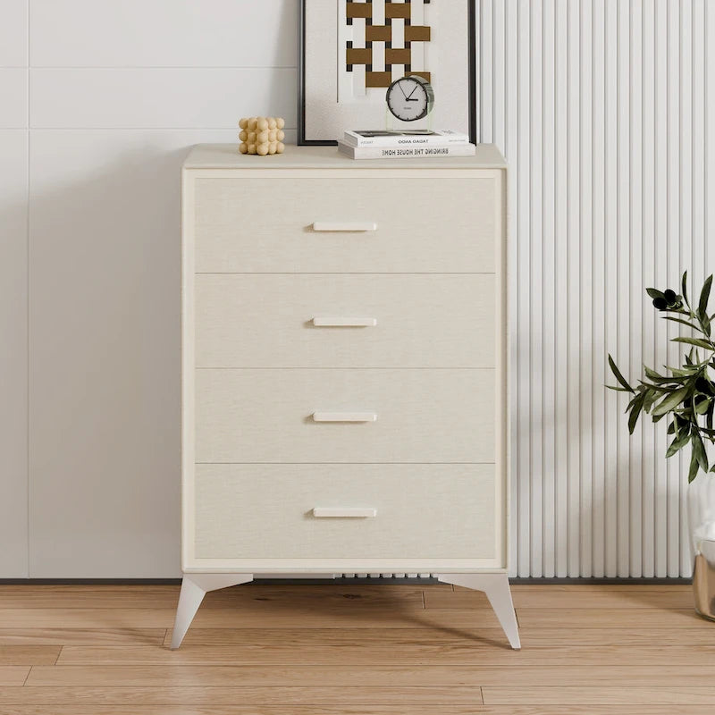 Metal-Framed Fabric Storage Dresser Cabinet with Drawer