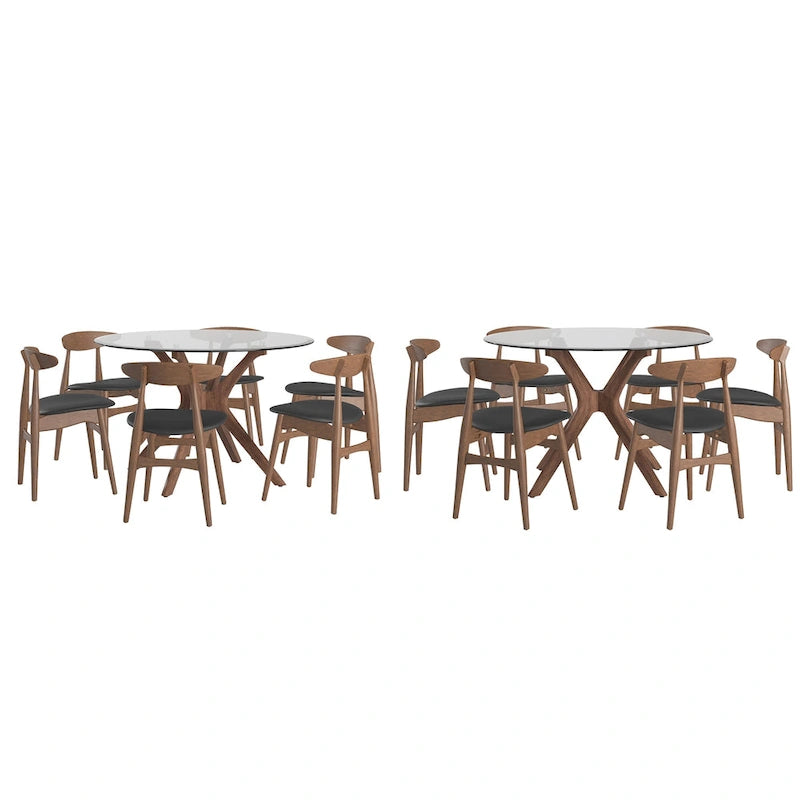 Sylvestria Mid-Century Walnut Finish Round Dining Set