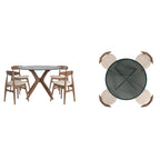 Sylvestria Mid-Century Walnut Finish Round Dining Set