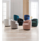 Velvet Swivel Barrel Accent Chair - 25.60 x 25.60 x 27.56