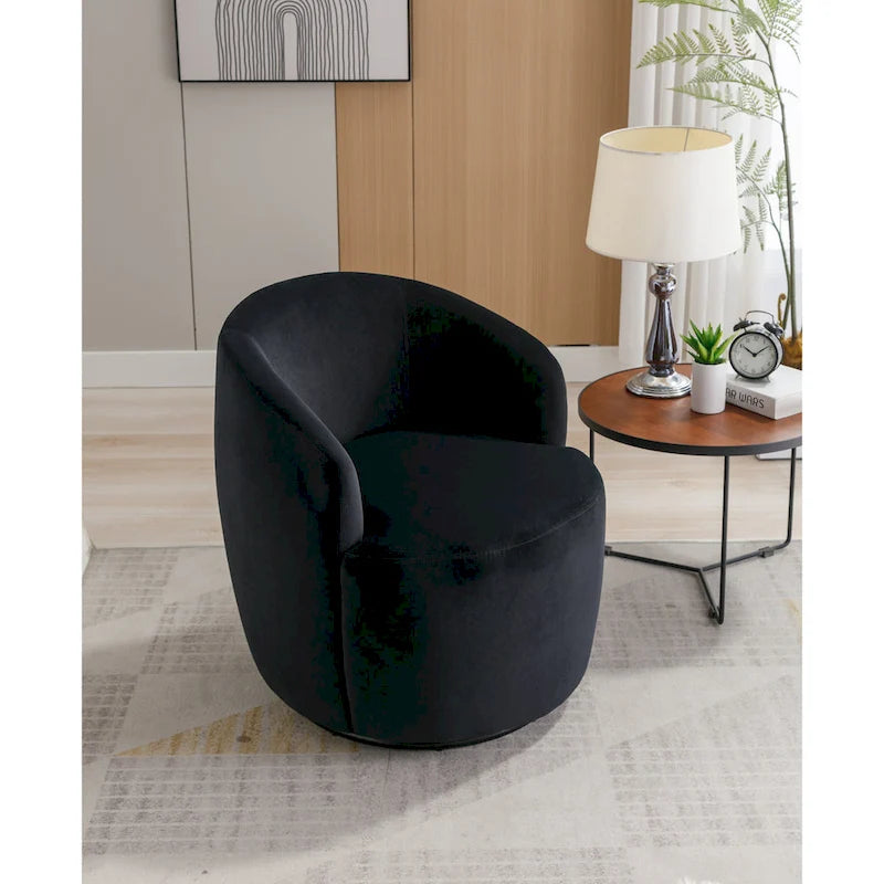 Velvet Swivel Barrel Accent Chair - 25.60 x 25.60 x 27.56