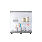 Two-door Glass Display Cabinet 2 Shelves with Door