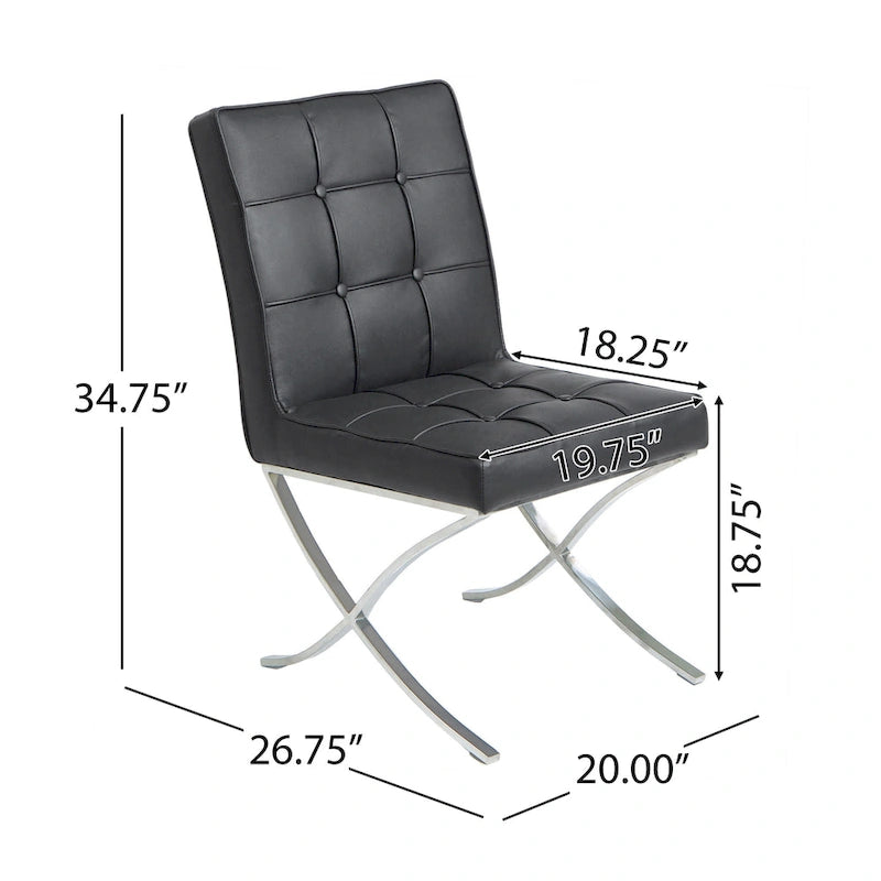 Milania Modern Button Tufted Leather Dining Chairs (Set of 2) by Christopher Knight Home