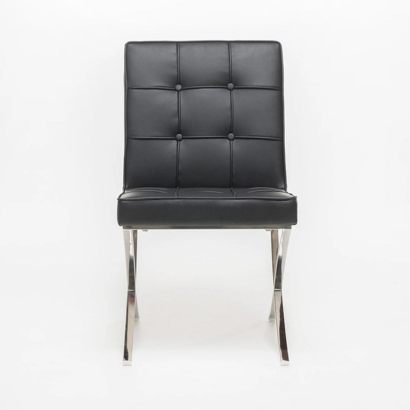 Milania Modern Button Tufted Leather Dining Chairs (Set of 2) by Christopher Knight Home